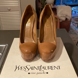 YSL Tan 5” Suede Heels